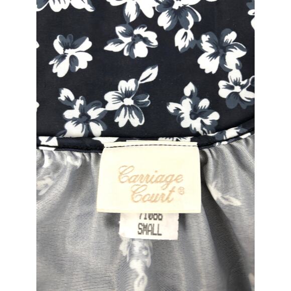 Vintage Women’s Lounger House Dress Short Sleeve SMALL Black White Floral - Picture 6 of 7